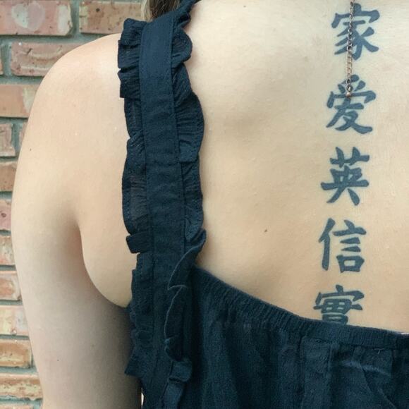 Black Ruffle Tank Blouse Large NWT - Picture 3 of 3